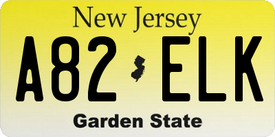 NJ license plate A82ELK