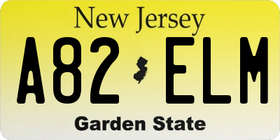 NJ license plate A82ELM