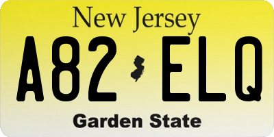 NJ license plate A82ELQ