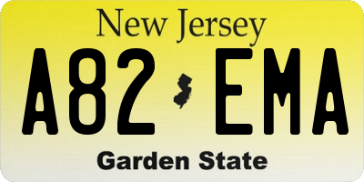 NJ license plate A82EMA