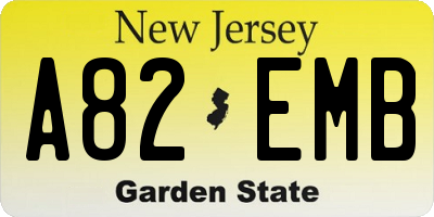NJ license plate A82EMB