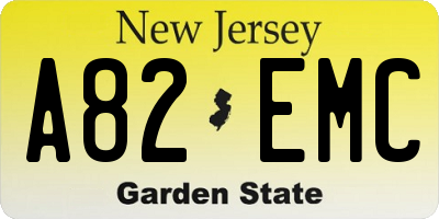 NJ license plate A82EMC