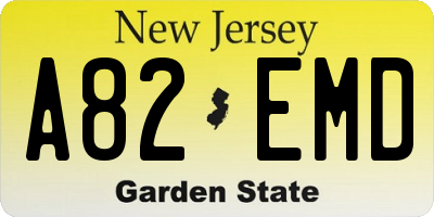 NJ license plate A82EMD