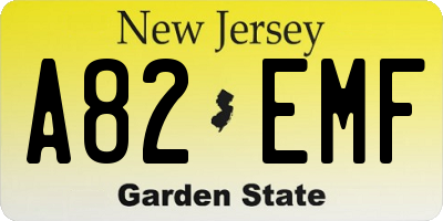 NJ license plate A82EMF