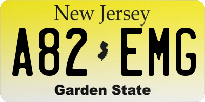 NJ license plate A82EMG
