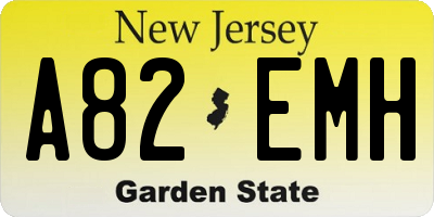 NJ license plate A82EMH