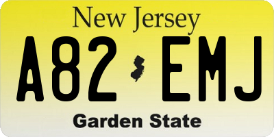 NJ license plate A82EMJ