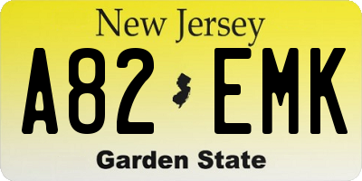 NJ license plate A82EMK