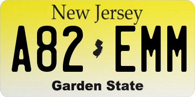 NJ license plate A82EMM