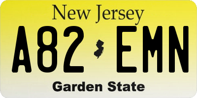 NJ license plate A82EMN