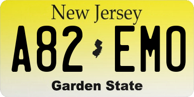NJ license plate A82EMO