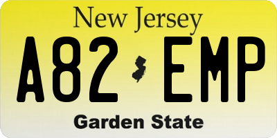NJ license plate A82EMP