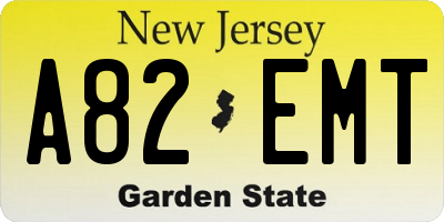 NJ license plate A82EMT