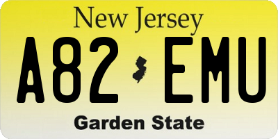 NJ license plate A82EMU