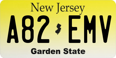 NJ license plate A82EMV
