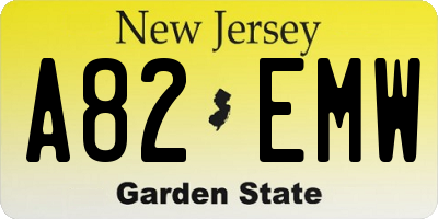 NJ license plate A82EMW