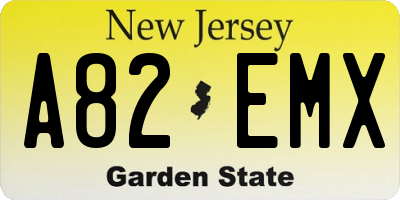 NJ license plate A82EMX