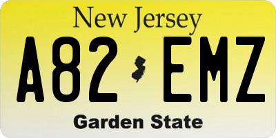 NJ license plate A82EMZ