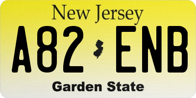 NJ license plate A82ENB