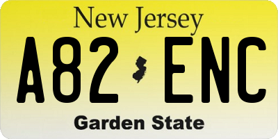 NJ license plate A82ENC