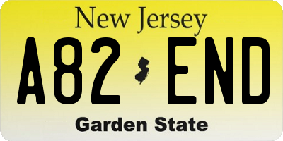 NJ license plate A82END