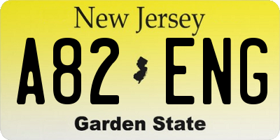 NJ license plate A82ENG