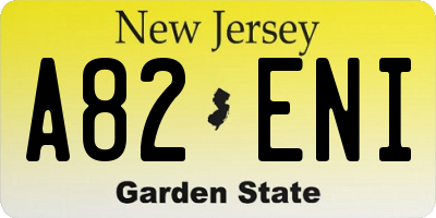 NJ license plate A82ENI
