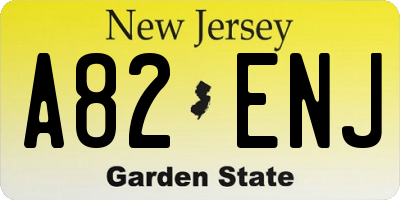 NJ license plate A82ENJ