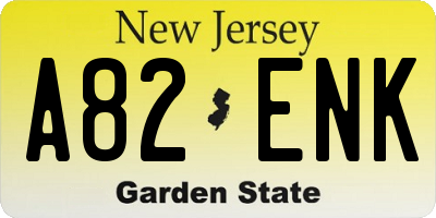 NJ license plate A82ENK