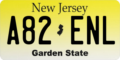 NJ license plate A82ENL
