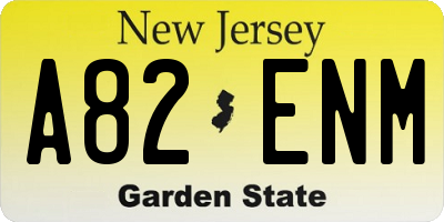 NJ license plate A82ENM