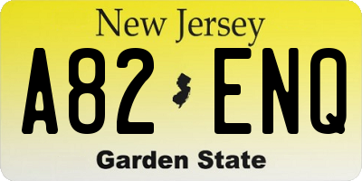 NJ license plate A82ENQ