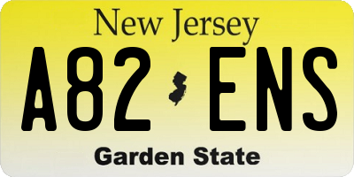 NJ license plate A82ENS