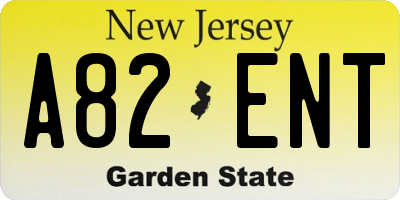 NJ license plate A82ENT