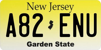 NJ license plate A82ENU