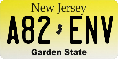 NJ license plate A82ENV