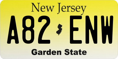 NJ license plate A82ENW