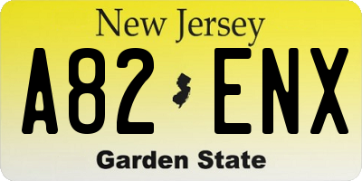 NJ license plate A82ENX