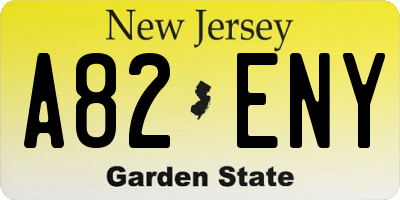 NJ license plate A82ENY