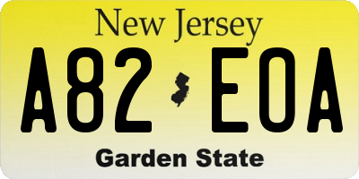 NJ license plate A82EOA
