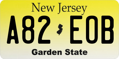 NJ license plate A82EOB