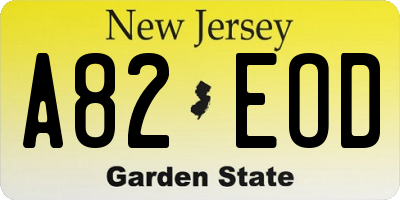 NJ license plate A82EOD