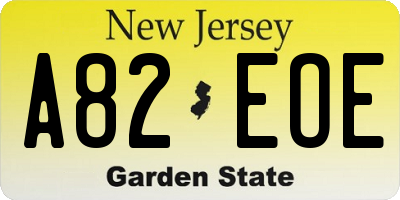 NJ license plate A82EOE