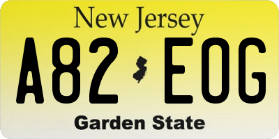 NJ license plate A82EOG