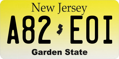 NJ license plate A82EOI