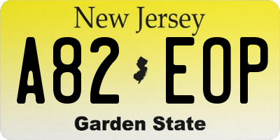NJ license plate A82EOP