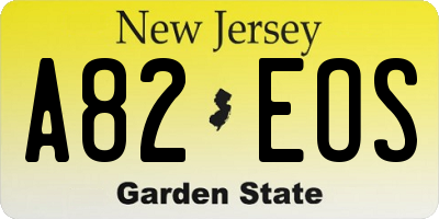 NJ license plate A82EOS
