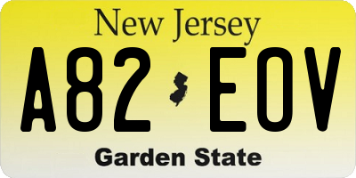 NJ license plate A82EOV