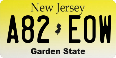NJ license plate A82EOW