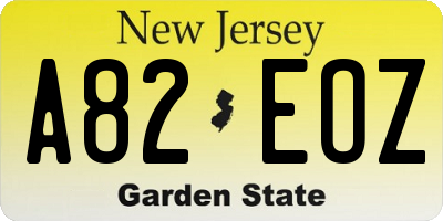 NJ license plate A82EOZ